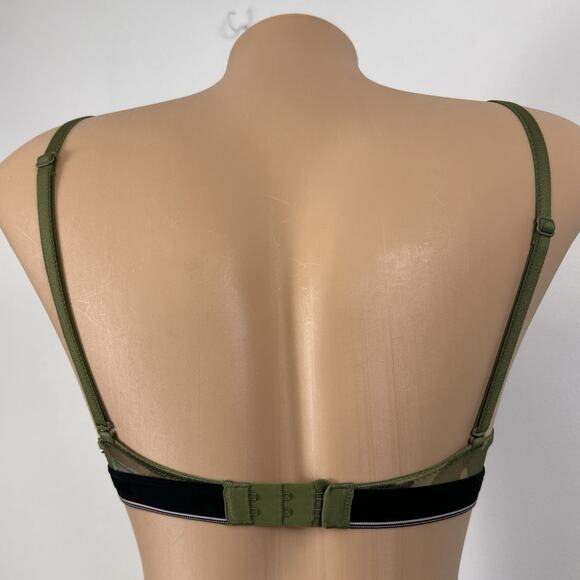 Pink Victoria's Secret Wear Everywhere Push Up Bra Size 32C Bombshell Camo Green - Picture 3 of 8